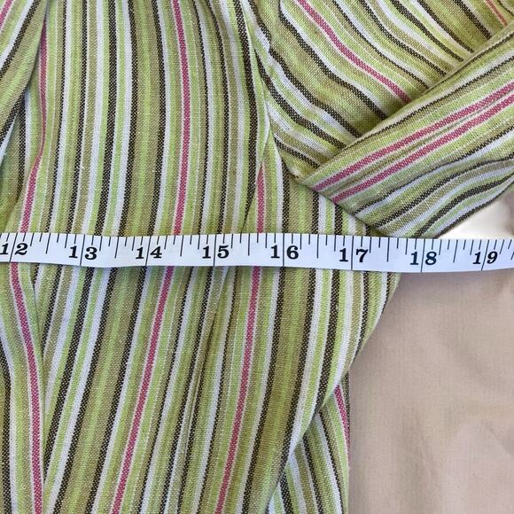 Gibson Y2K Striped Linen Blend Single Breasted Blazer Cropped 3/4 Sleeve Spring - Picture 16 of 16